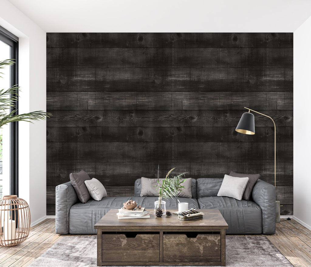 Ebony Plank — Rustic Farmhouse Luxury Wallpaper Mural