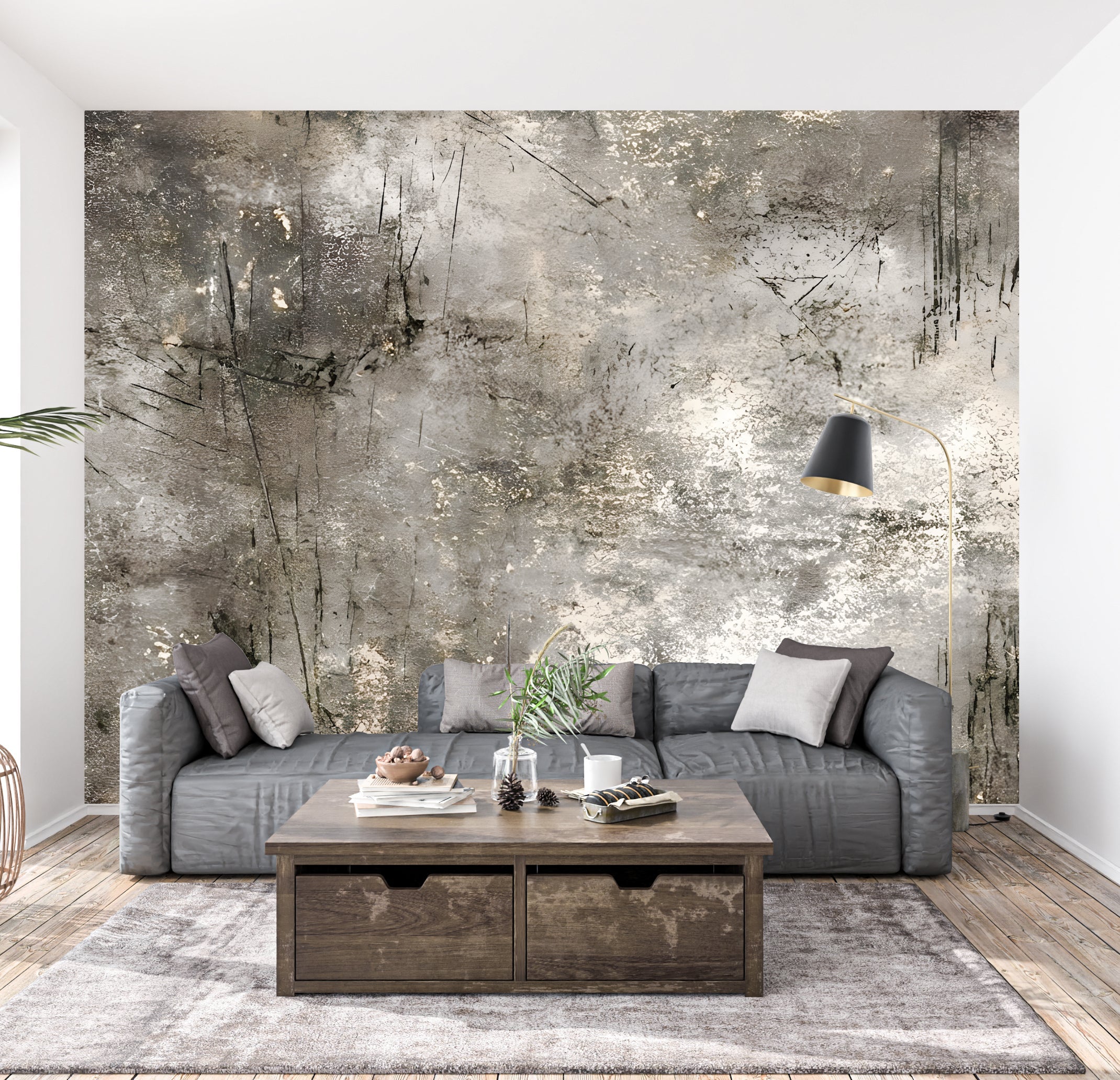 Distressed Scratched Concrete — Luxe Textures Luxury Wallpaper Mural