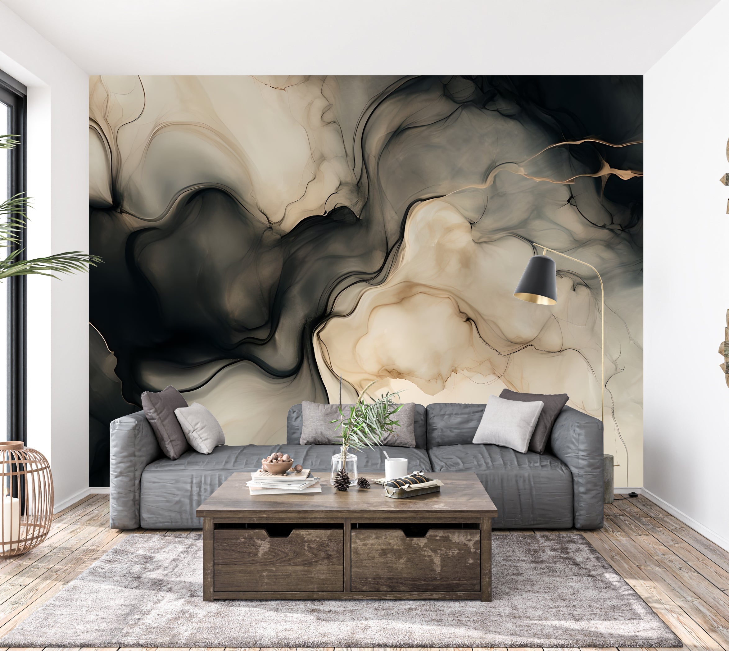 Smoke & Honey — Abstract Luxury Wallpaper Mural