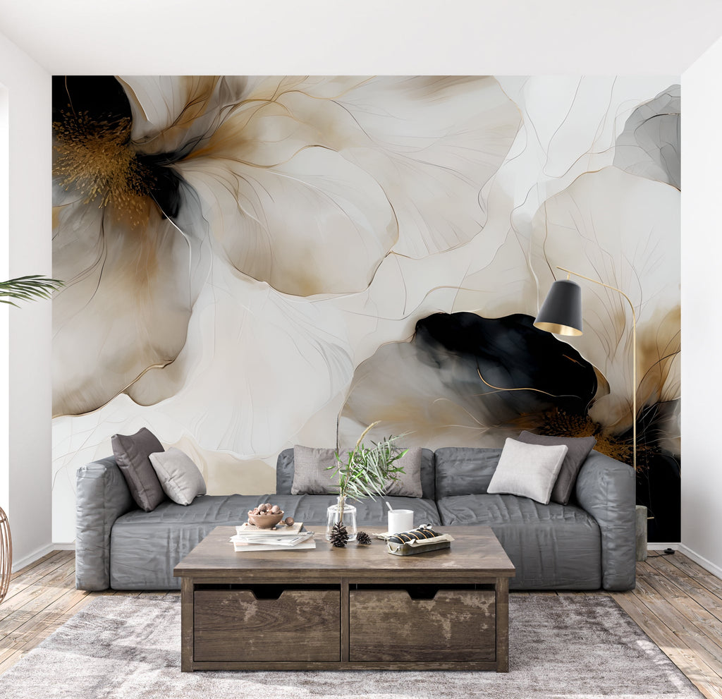 Midnight Bloom I — Bold Florals Luxury Wallpaper Mural