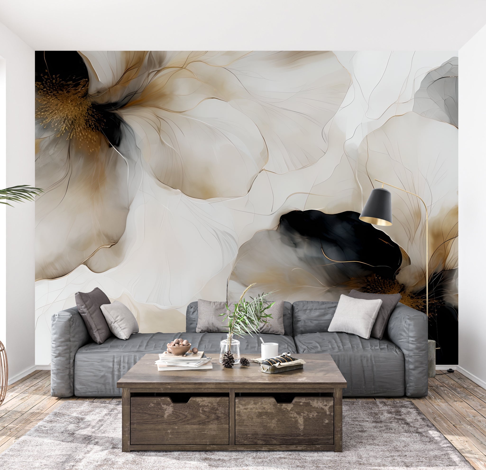 Midnight Bloom I — Bold Florals Luxury Wallpaper Mural