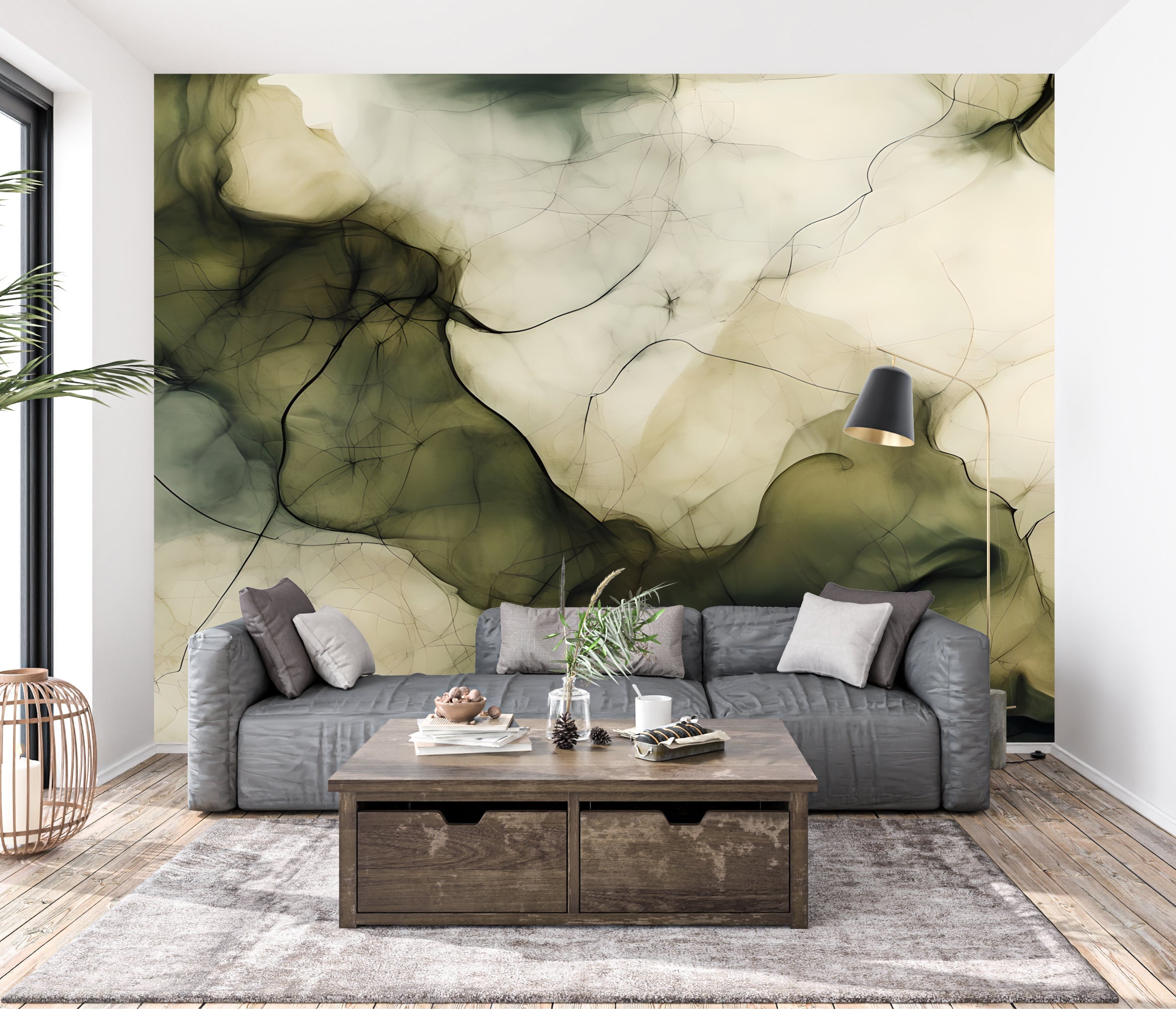 Moss Whispers — Abstract Luxury Wallpaper Mural