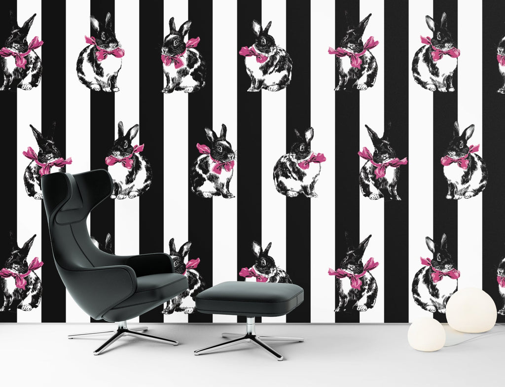 Bunnies & Stripes — Classic Stripes Luxury Wallpaper Mural