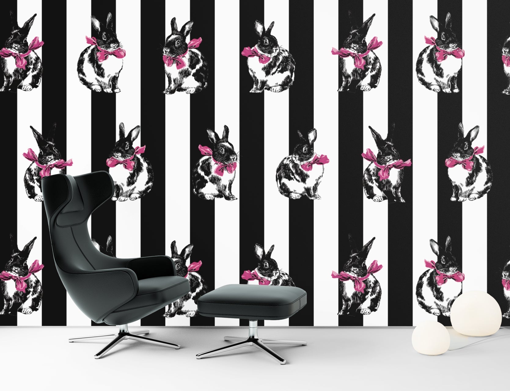 Bunnies & Stripes — Classic Stripes Luxury Wallpaper Mural