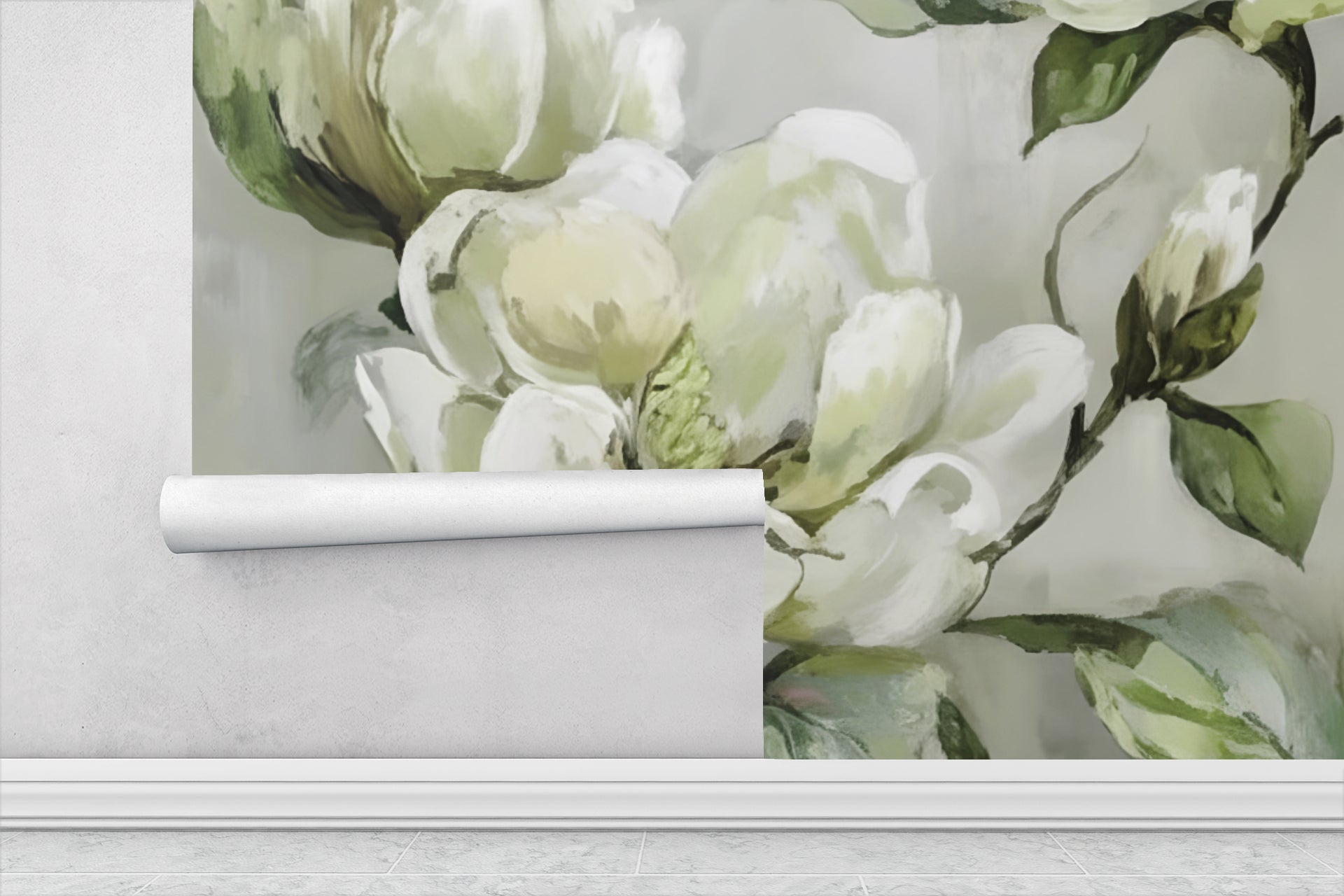 Watercolor Magnolias — Bold Florals Luxury Wallpaper Mural