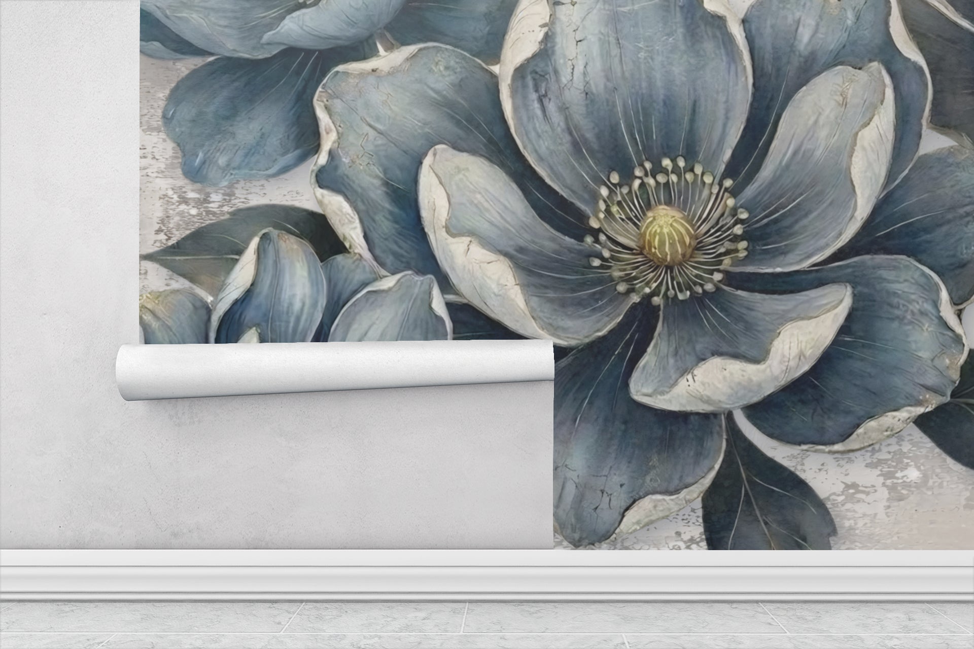 Indigo Bloom — Bold Florals Luxury Wallpaper Mural