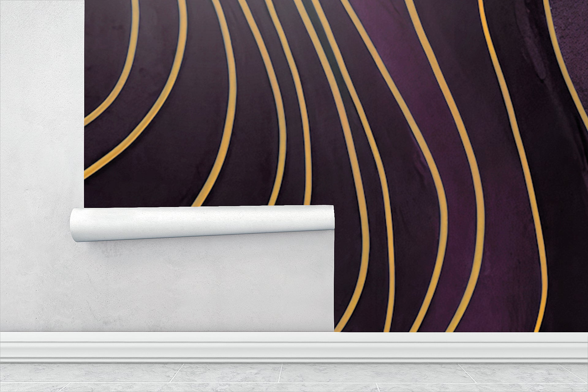 Amethyst Wavy Lines - Abstract Luxury Wallpaper Mural