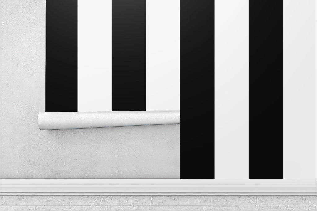 Black & White Horizontal Stripes — Classic Stripes Luxury Wallpaper Mural