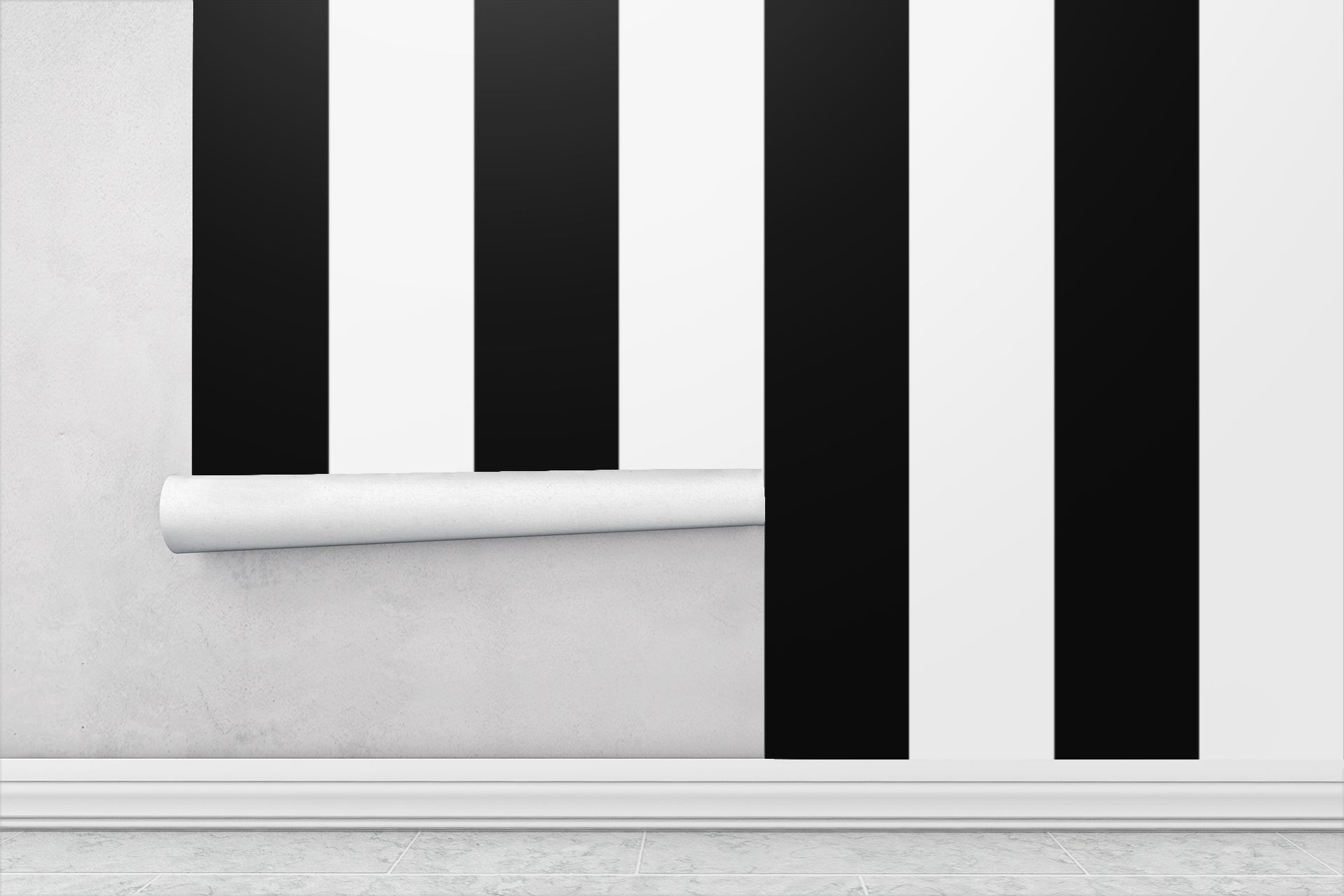 Black & White Horizontal Stripes — Classic Stripes Luxury Wallpaper Mural