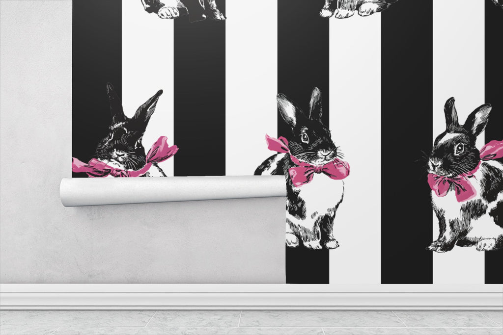 Bunnies & Stripes — Classic Stripes Luxury Wallpaper Mural