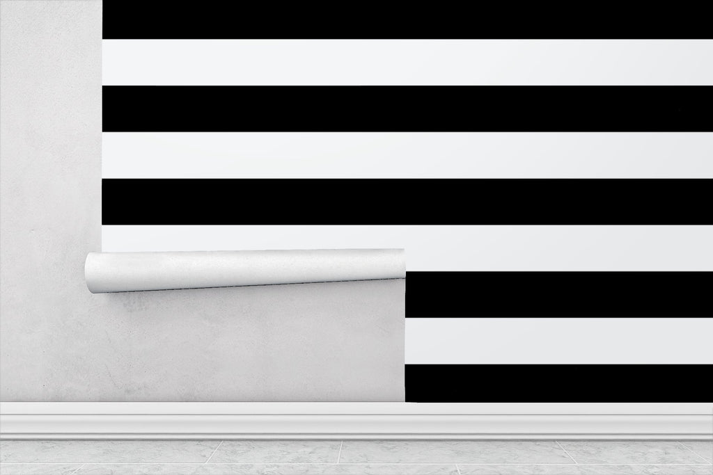 Black & White Horizontal Stripes — Classic Stripes Luxury Wallpaper Mural