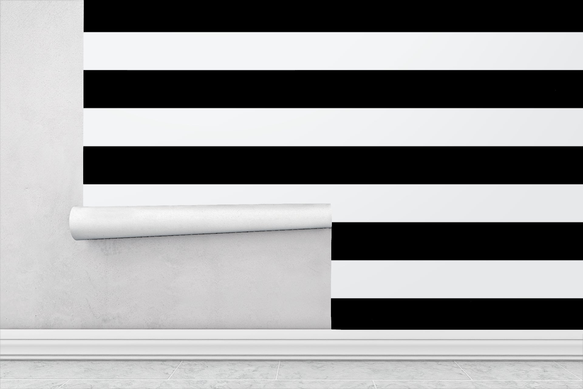 Black & White Horizontal Stripes — Classic Stripes Luxury Wallpaper Mural