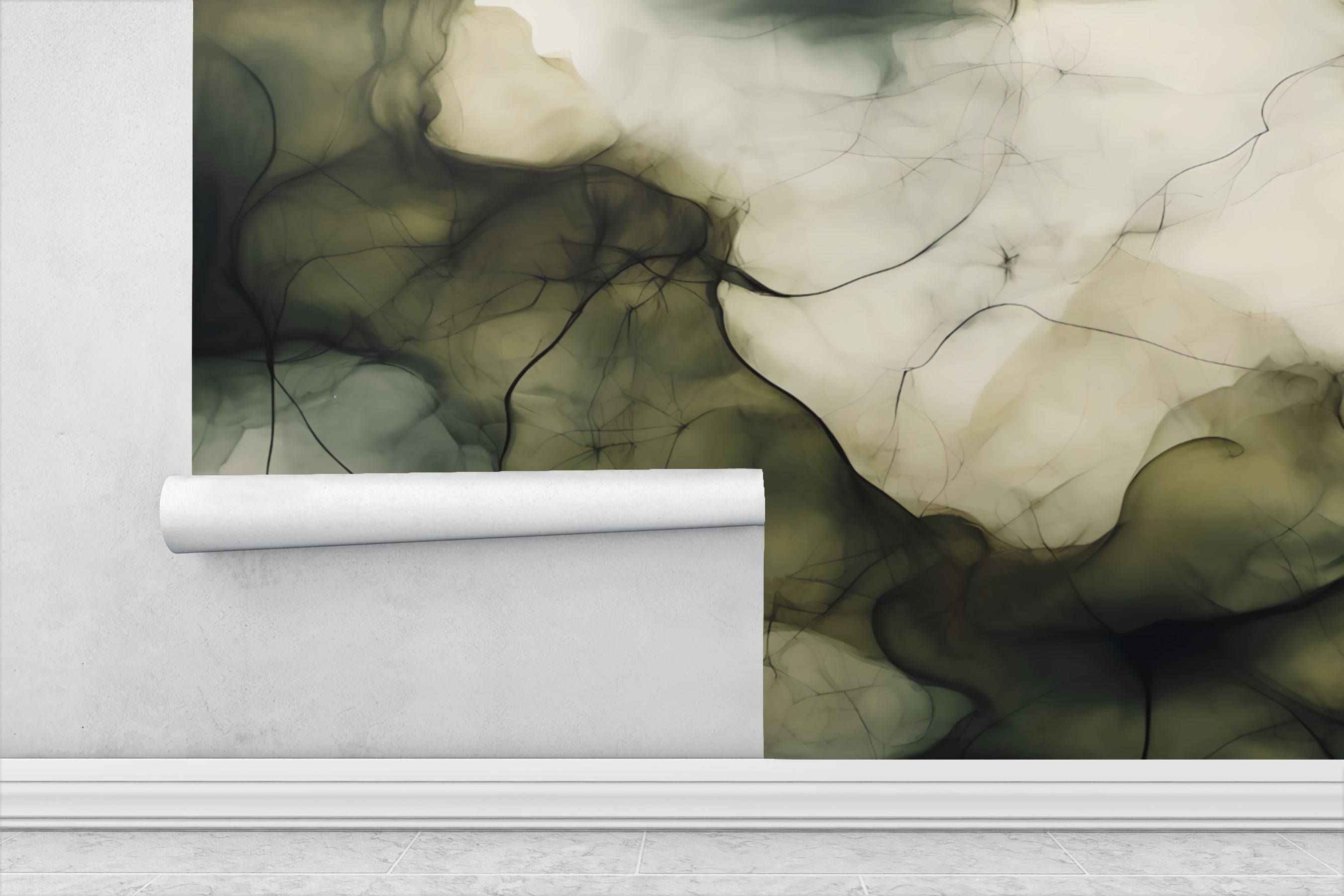 Moss Whispers — Abstract Luxury Wallpaper Mural