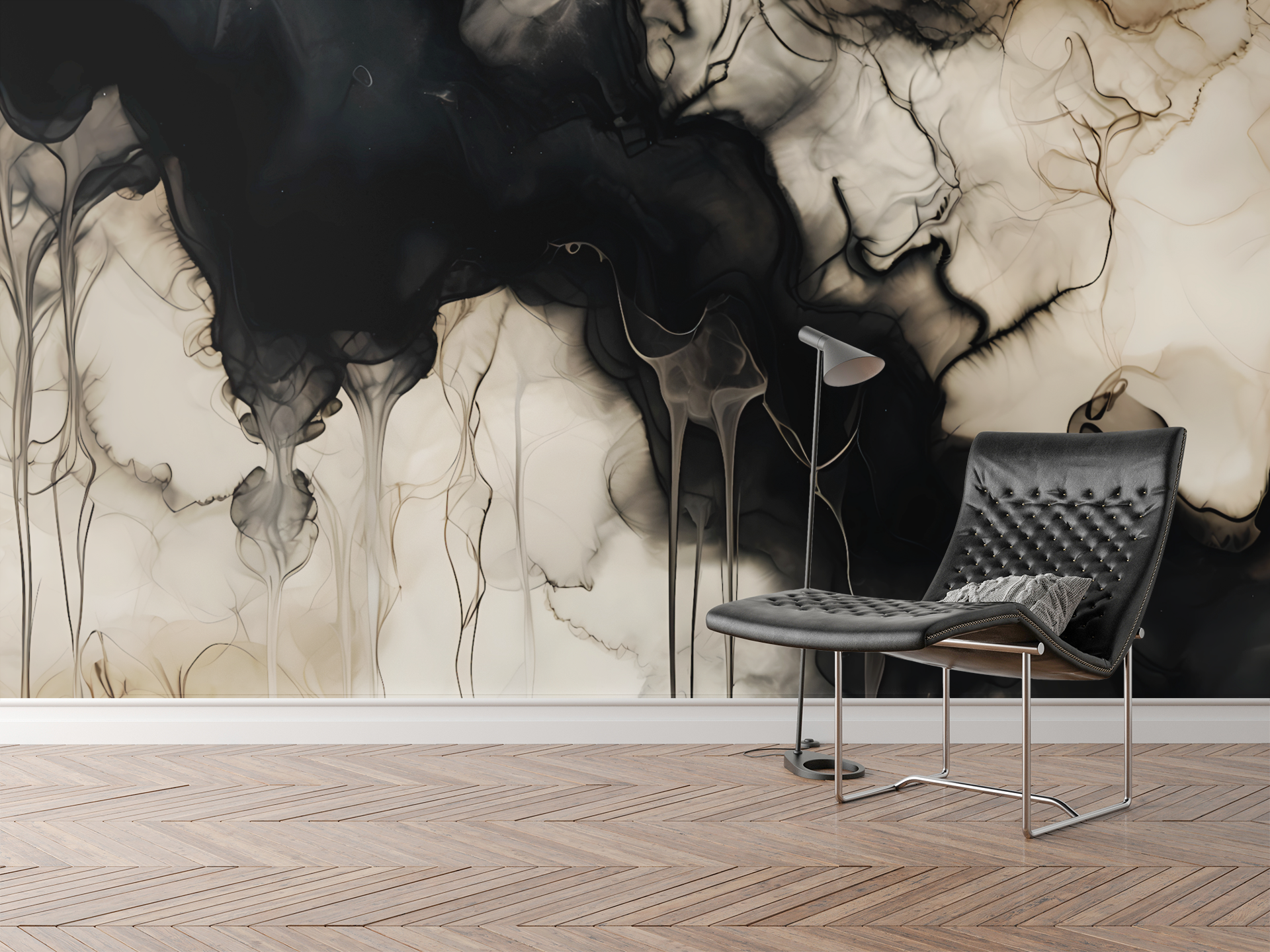 Ink & Ivory — Abstract Luxury Wallpaper Mural