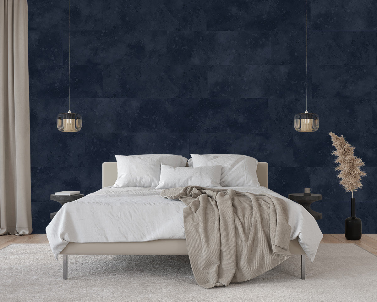 Urban Textured Wallpaper Tiles - Navy Blue