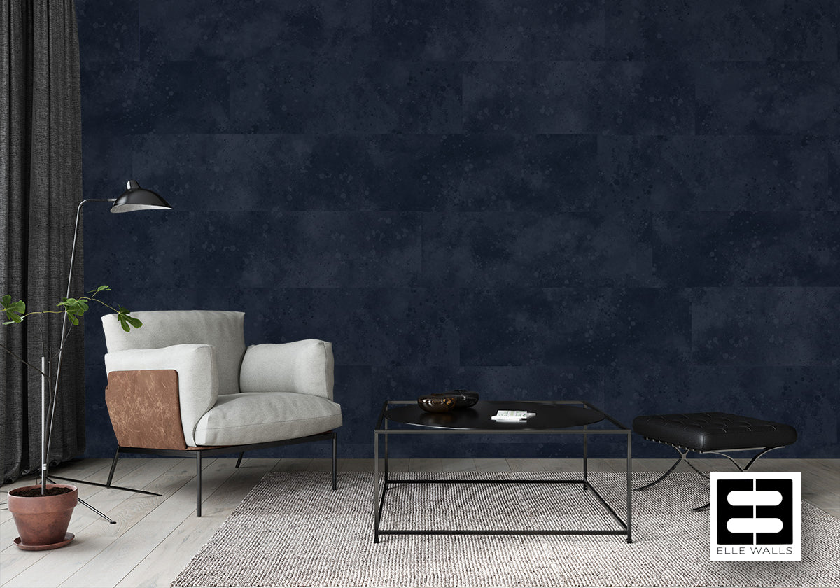 Urban Textured Wallpaper Tiles - Navy Blue