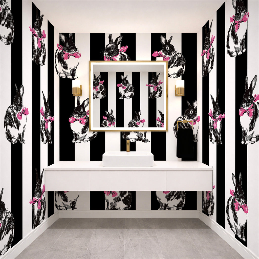 Bunnies & Stripes — Classic Stripes Luxury Wallpaper Mural