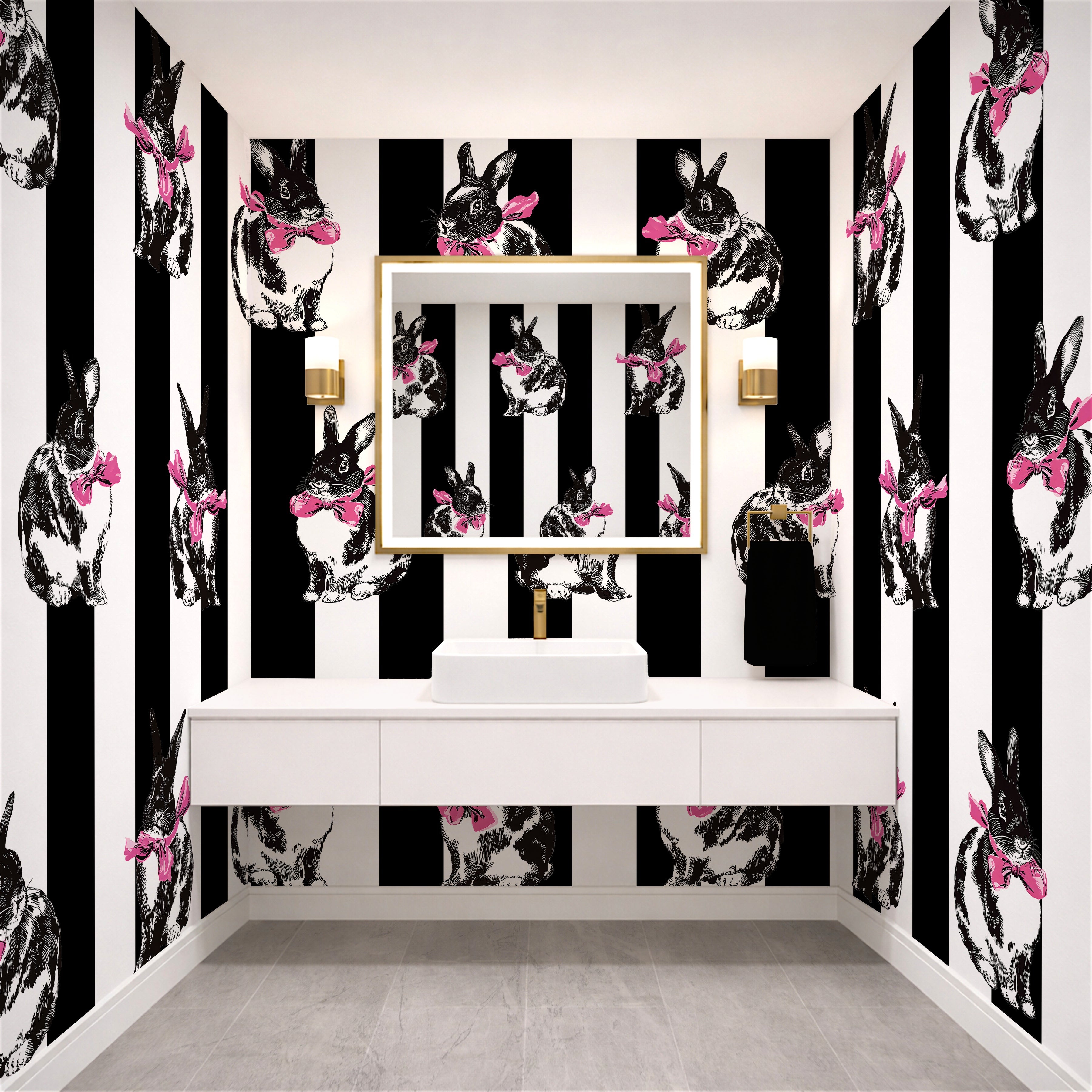 Bunnies & Stripes — Classic Stripes Luxury Wallpaper Mural