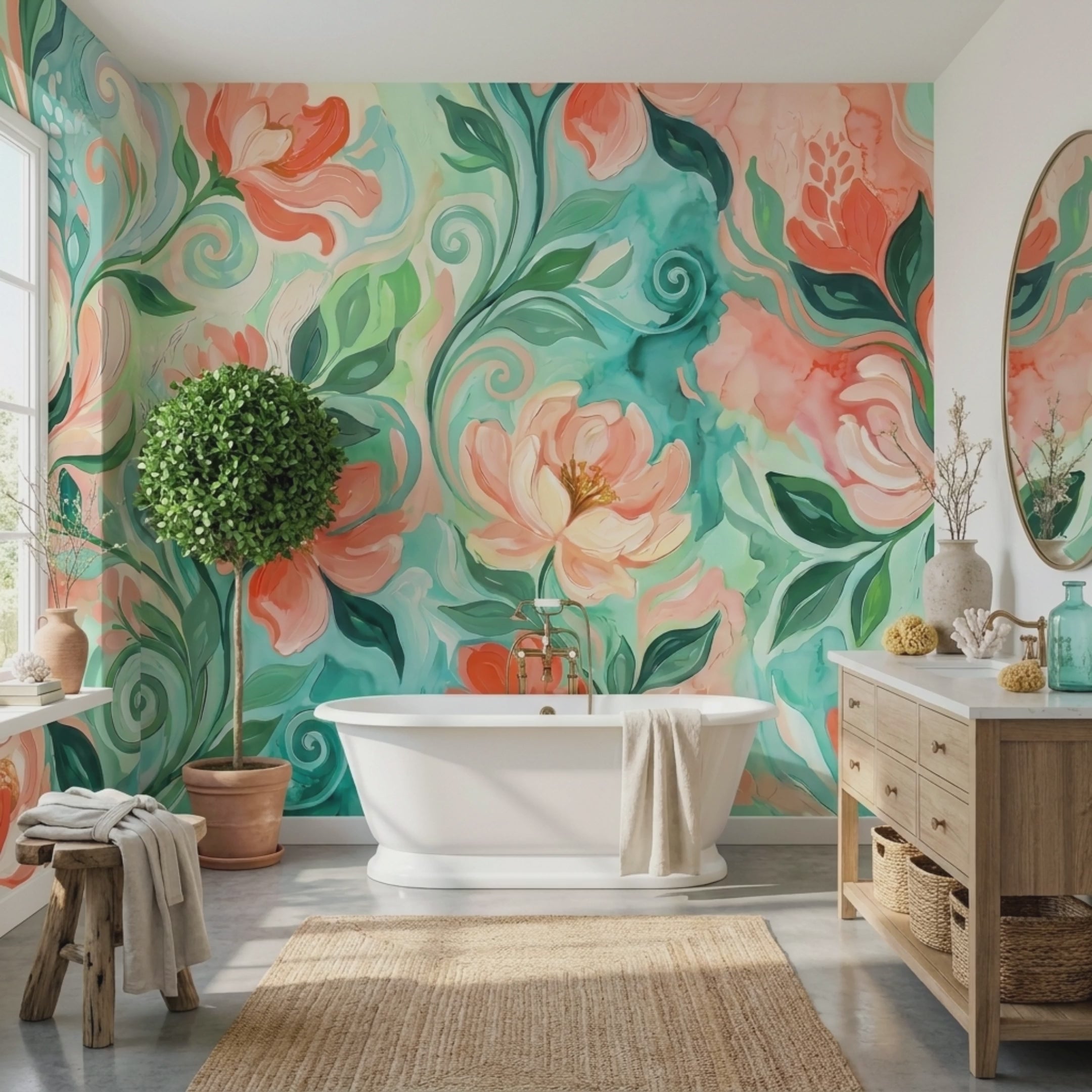 Coral Waltz —  Bold Florals Luxury Wallpaper