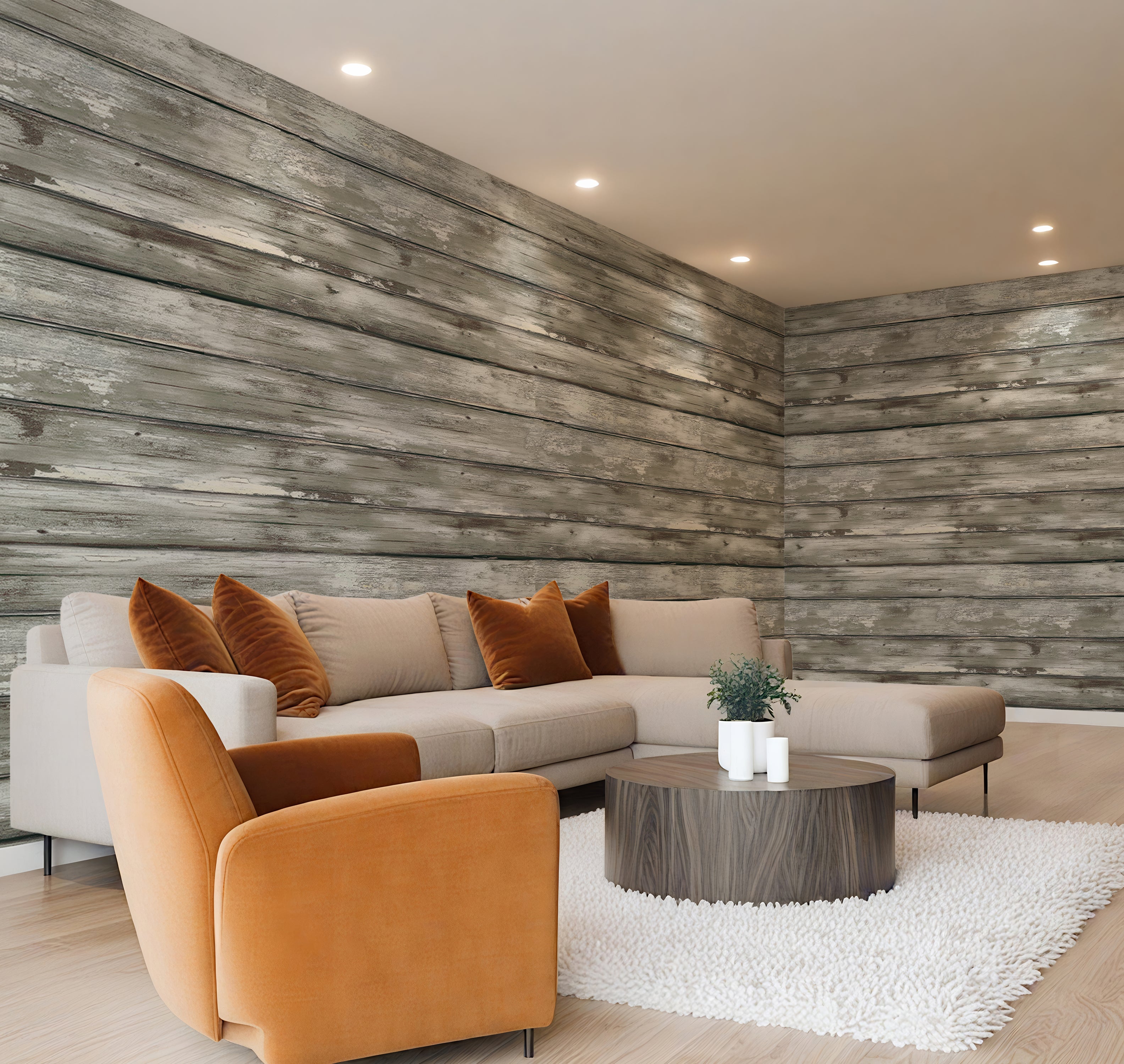 Weathered Wooden Plank  —  Rustic Farmhouse Luxury Wallpaper Mural