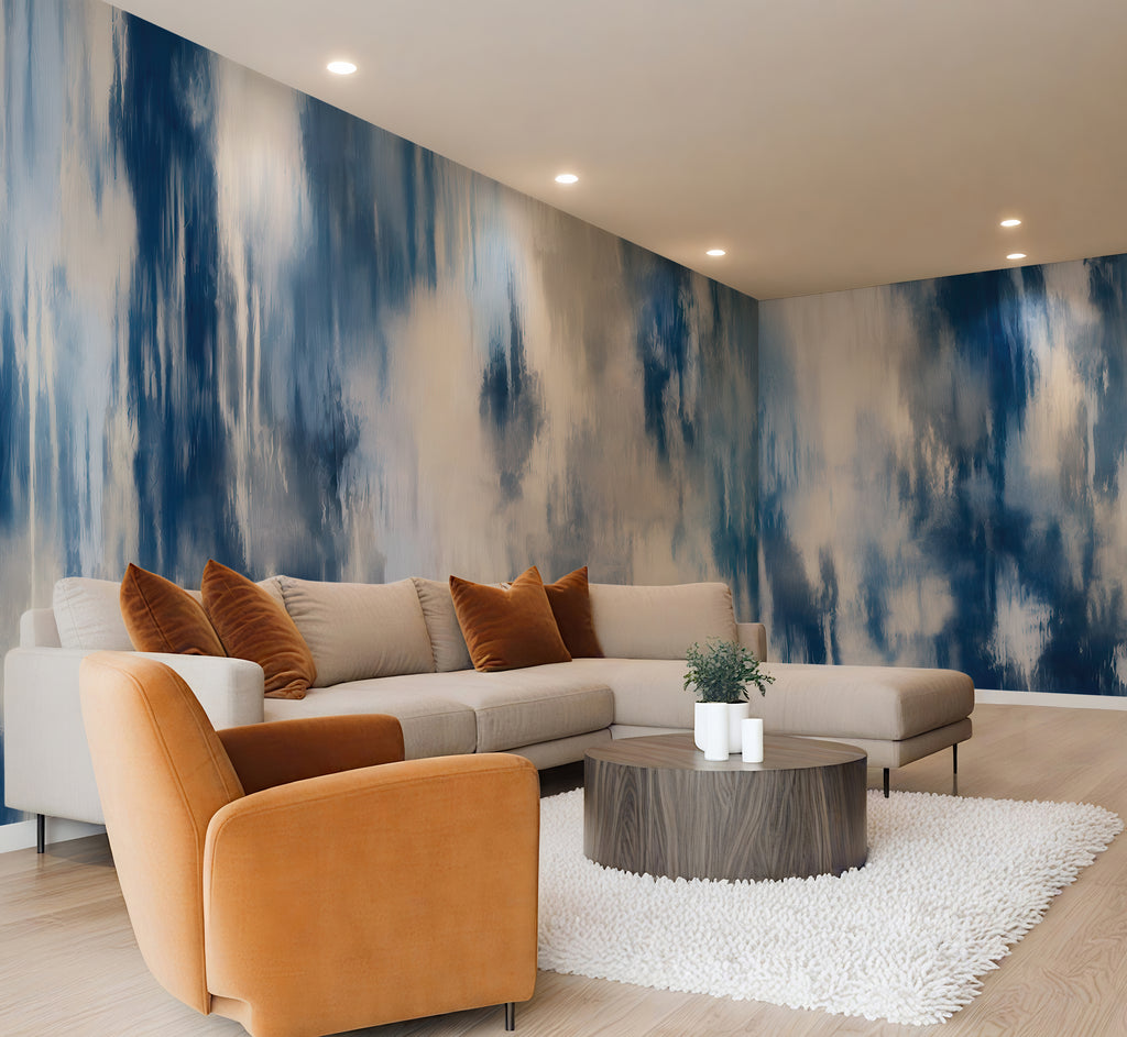 Bold Washed Ikat - Abstract Luxury Wallpaper Murals