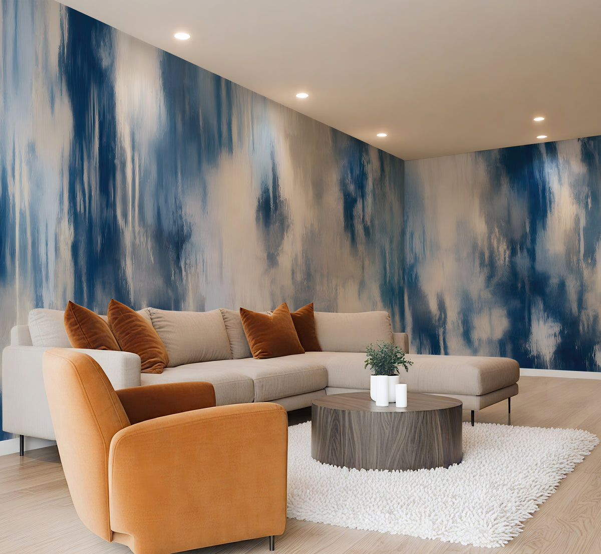 Bold Washed Ikat - Abstract Luxury Wallpaper Murals