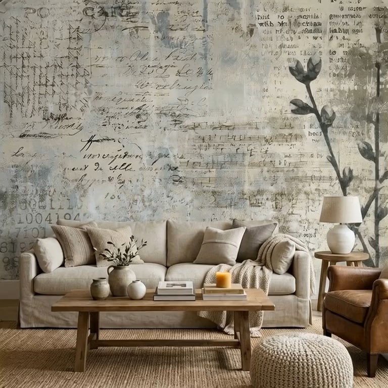 Archival Bloom  —  Rustic Farmhouse Wallpaper Mural