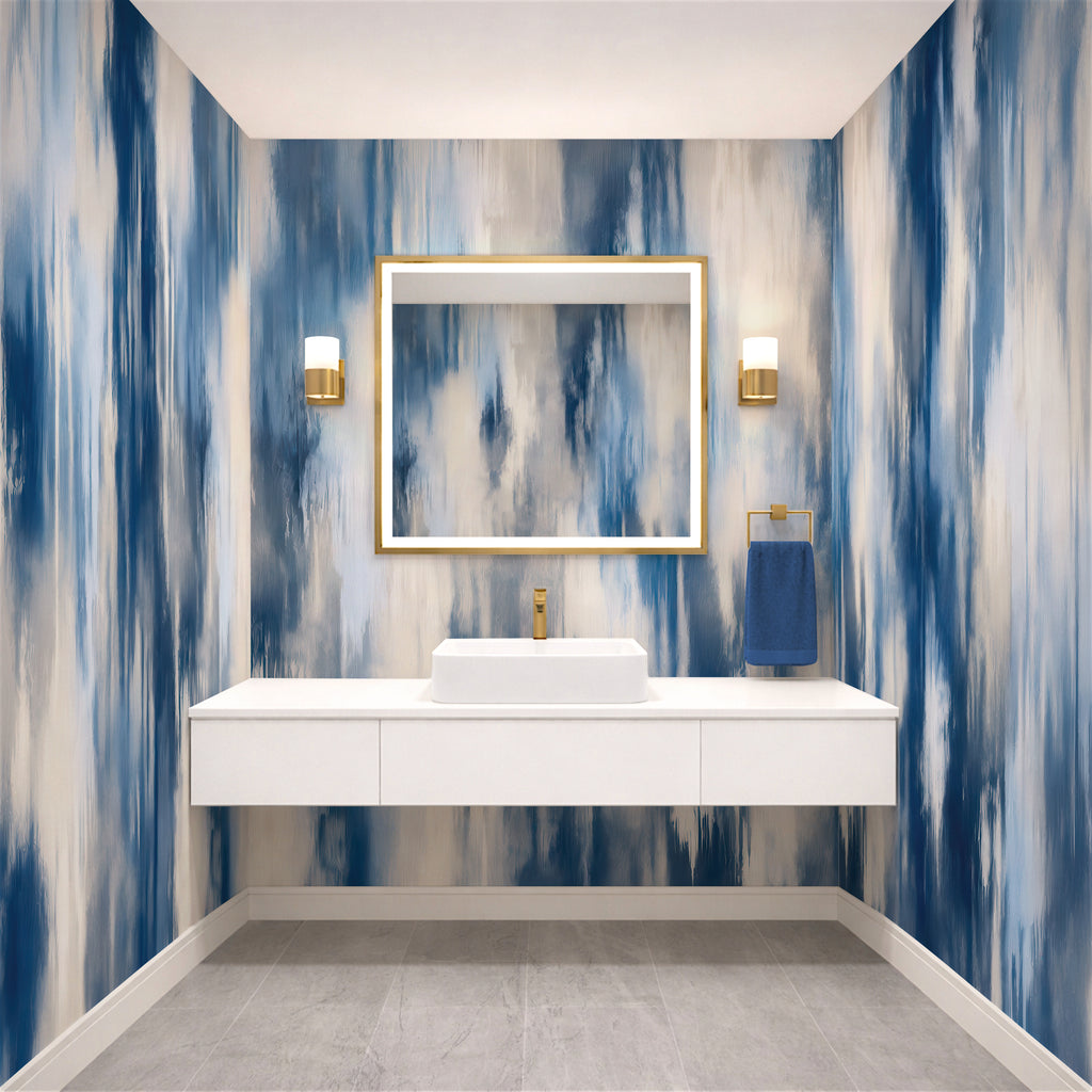 Bold Washed Ikat - Abstract Luxury Wallpaper Murals