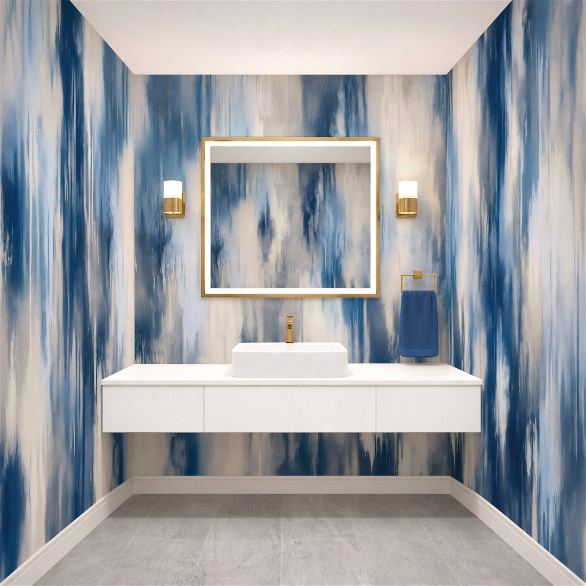 Bold Washed Ikat - Abstract Luxury Wallpaper Murals