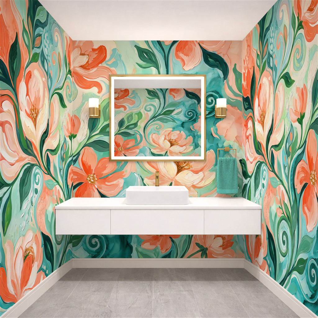 Coral Waltz —  Bold Florals Luxury Wallpaper