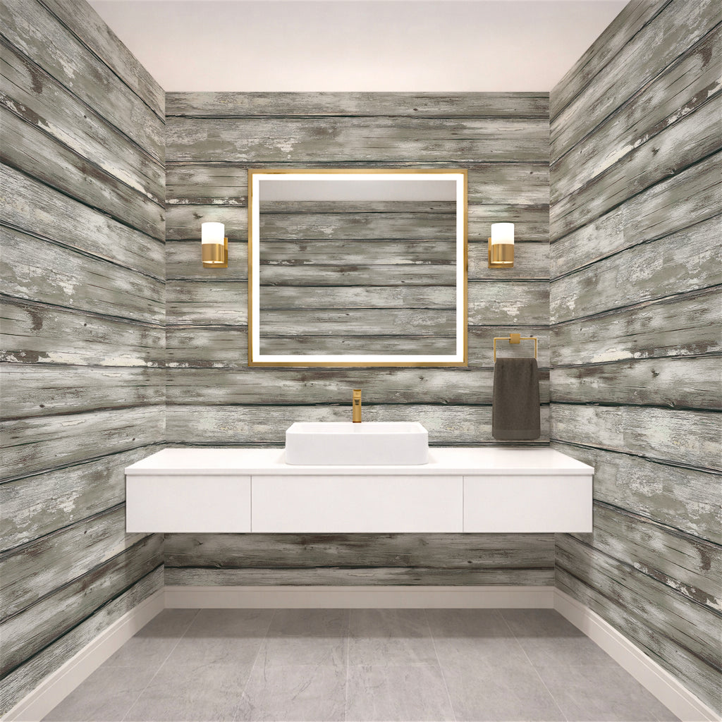 Weathered Wooden Plank  —  Rustic Farmhouse Luxury Wallpaper Mural