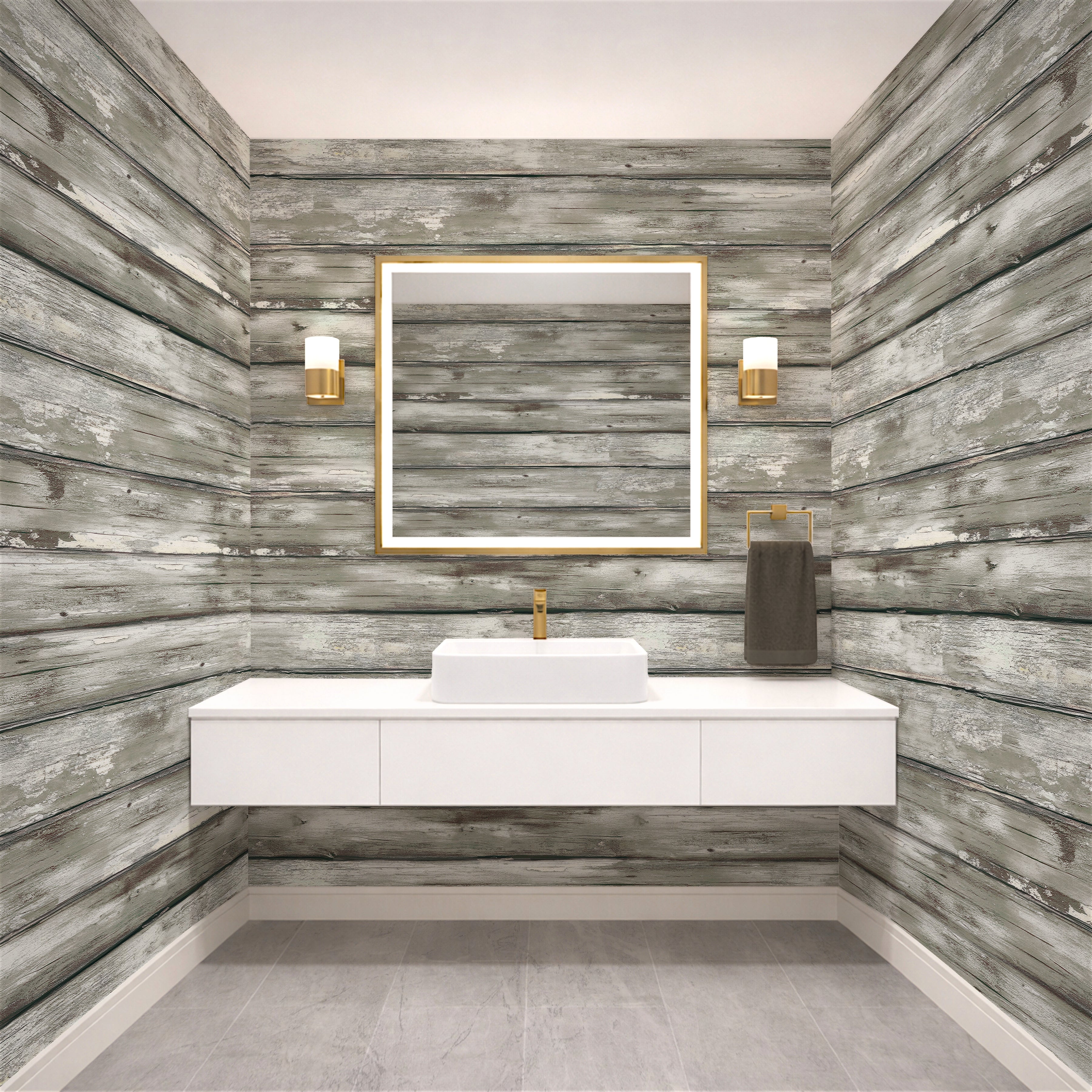 Weathered Wooden Plank  —  Rustic Farmhouse Luxury Wallpaper Mural