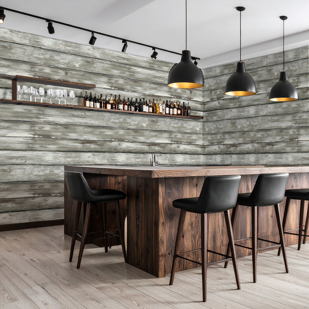 Weathered Wooden Plank  —  Rustic Farmhouse Luxury Wallpaper Mural