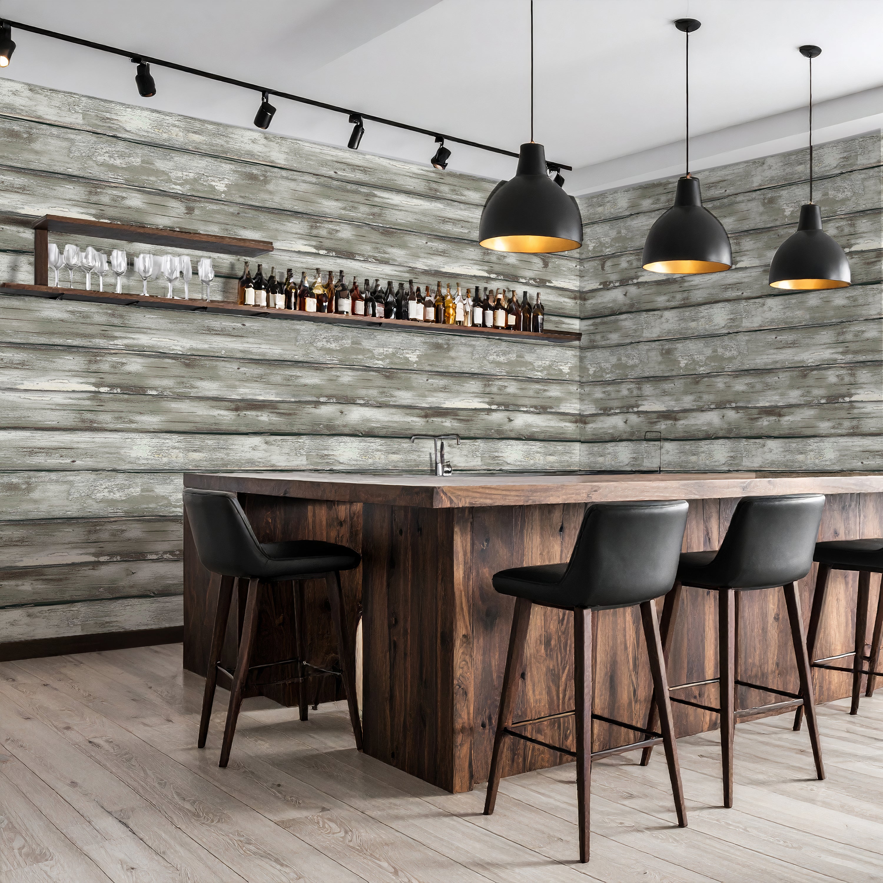 Weathered Wooden Plank  —  Rustic Farmhouse Luxury Wallpaper Mural