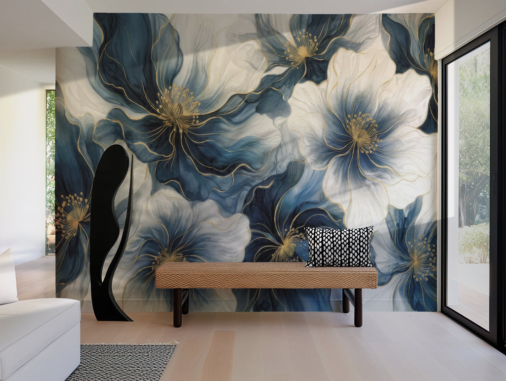 Midnight Bloom — Bold Florals Luxury Wallpaper Mural