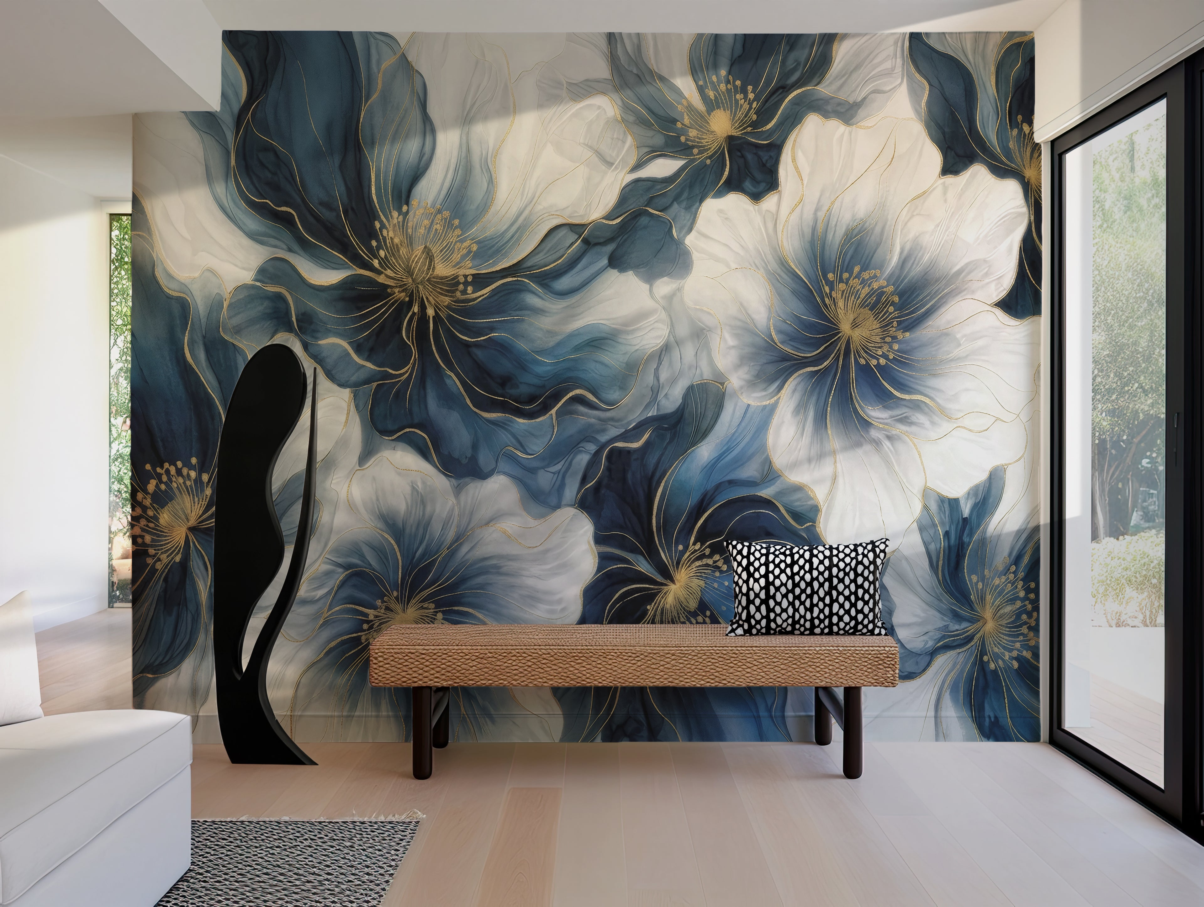 Midnight Bloom — Bold Florals Luxury Wallpaper Mural