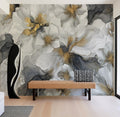 Gray and Gold Floral — Bold Floral Luxury Wallpaper Mural