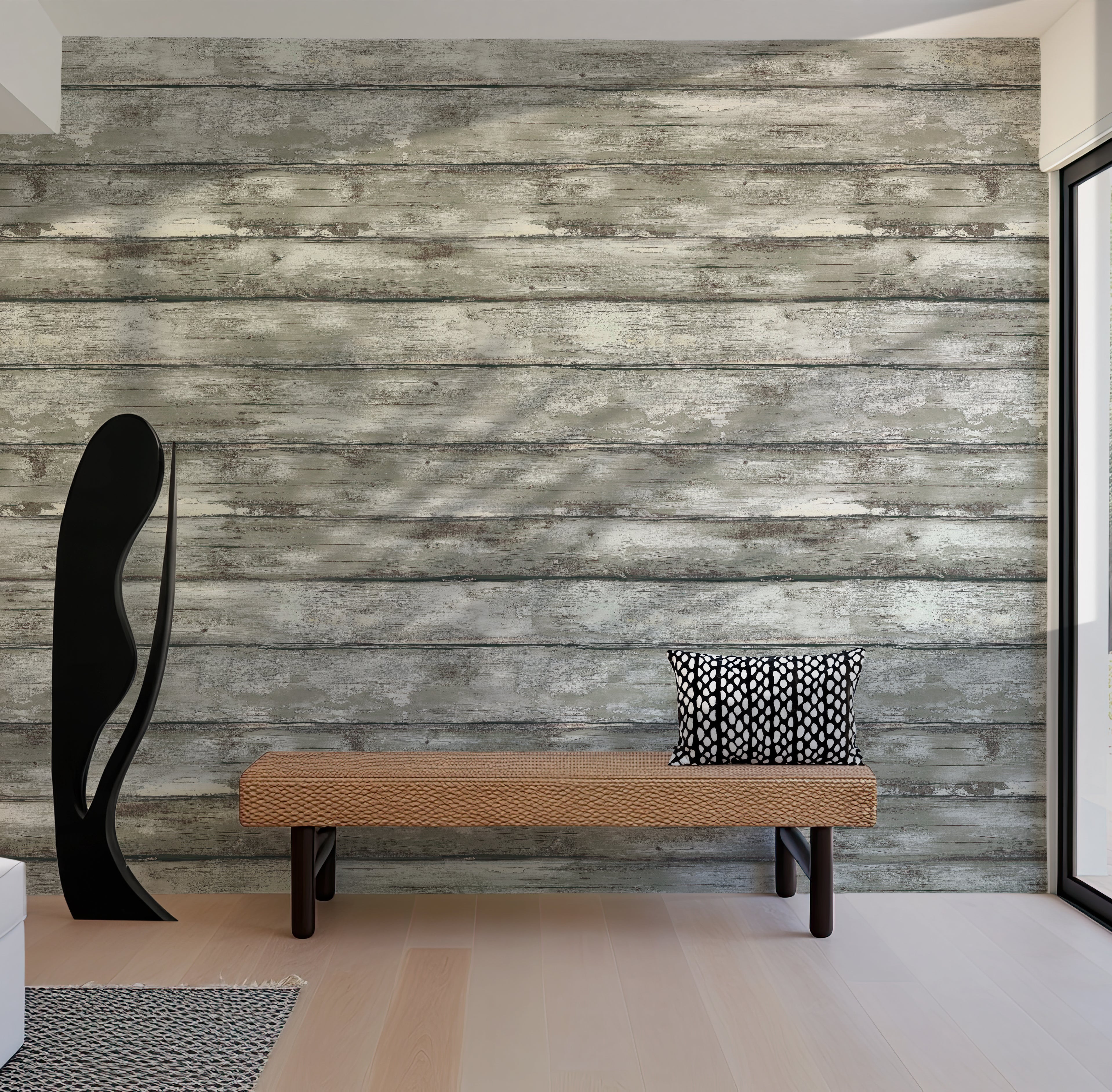 Weathered Wooden Plank  —  Rustic Farmhouse Luxury Wallpaper Mural