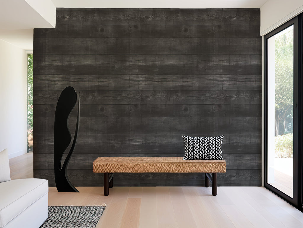 Ebony Plank — Rustic Farmhouse Luxury Wallpaper Mural