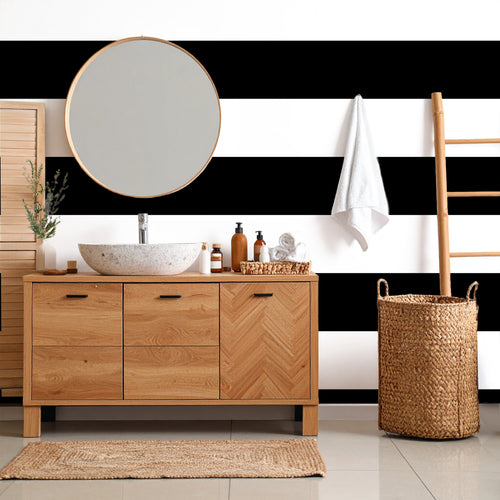 Black & White Horizontal Stripes — Classic Stripes Luxury Wallpaper Mural