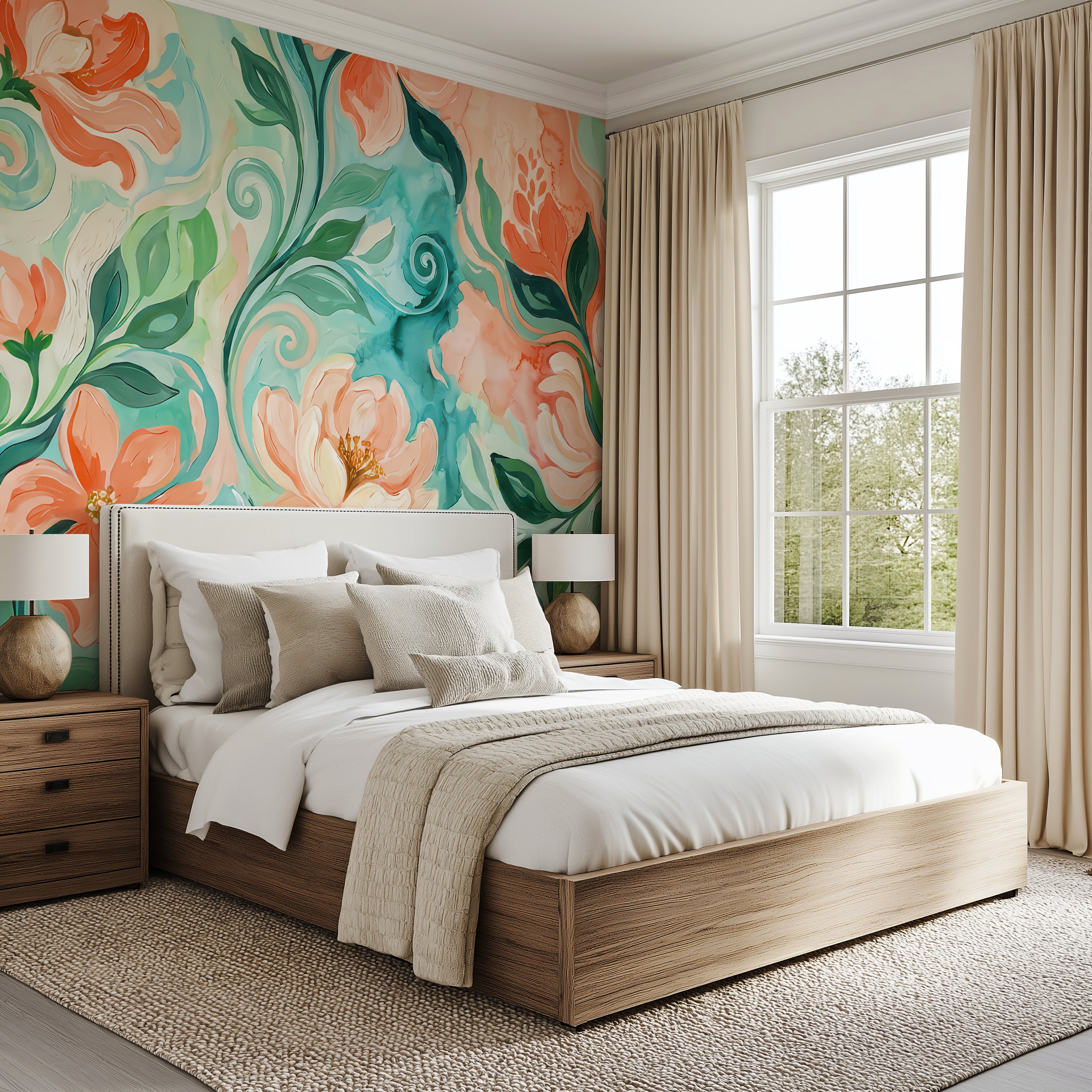Coral Waltz —  Bold Florals Luxury Wallpaper