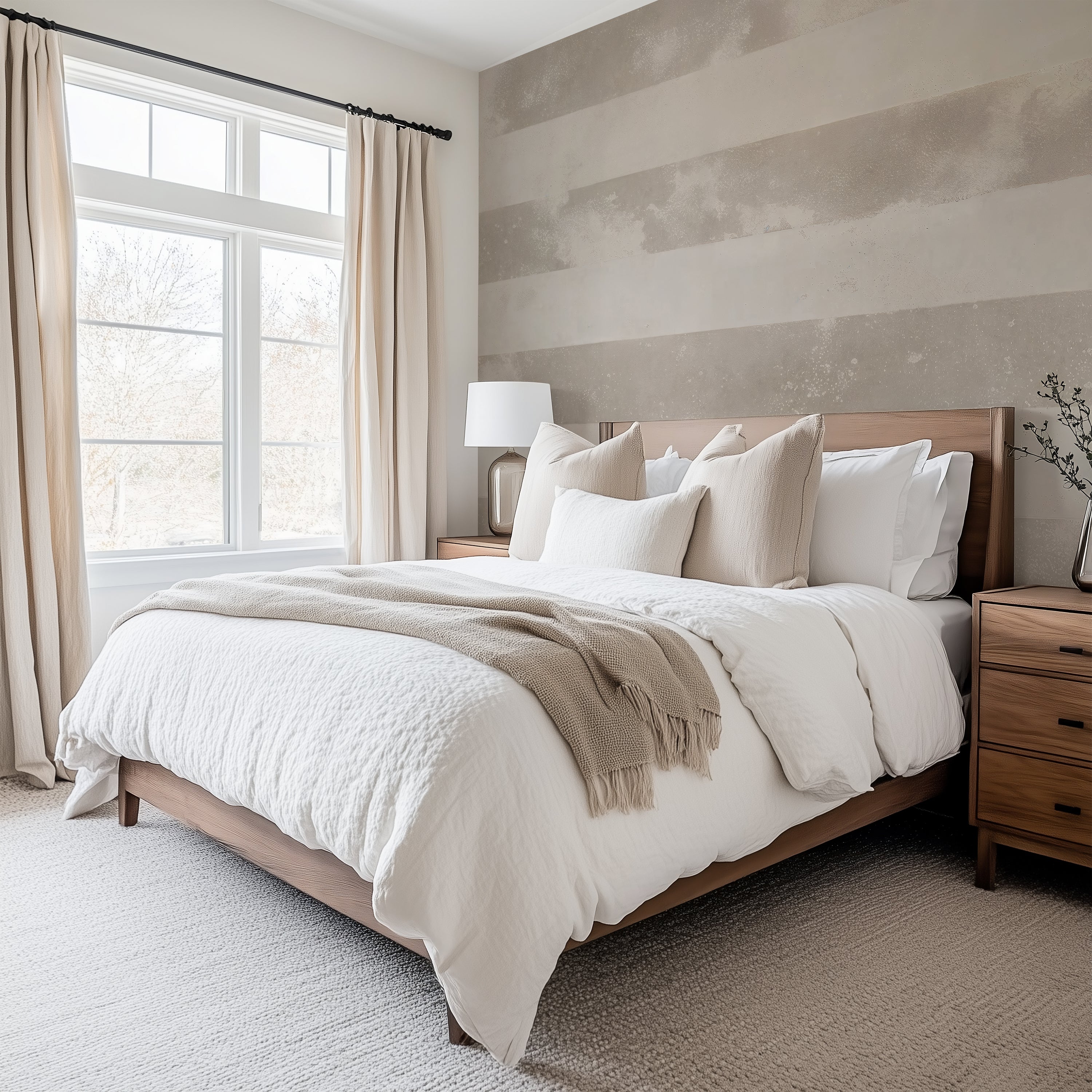 Horizontal Stripes in Toast - Classic Stripes Luxury Wallpaper Mural