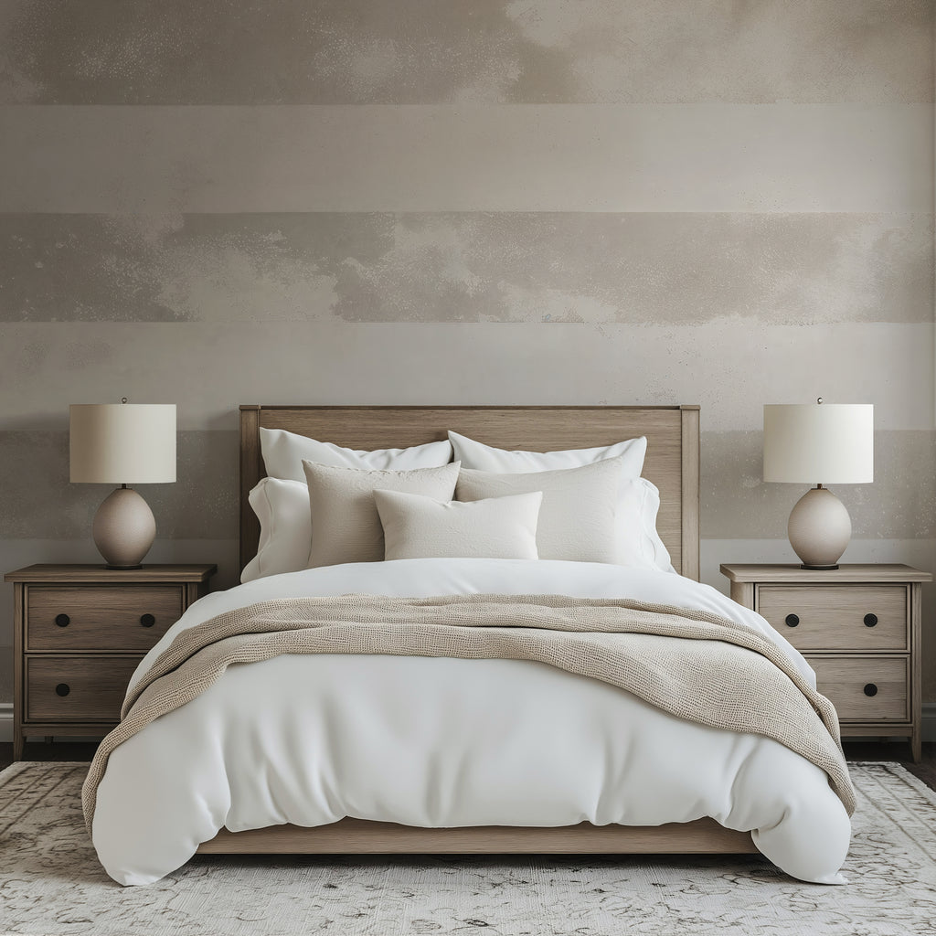 Horizontal Stripes in Toast - Classic Stripes Luxury Wallpaper Mural