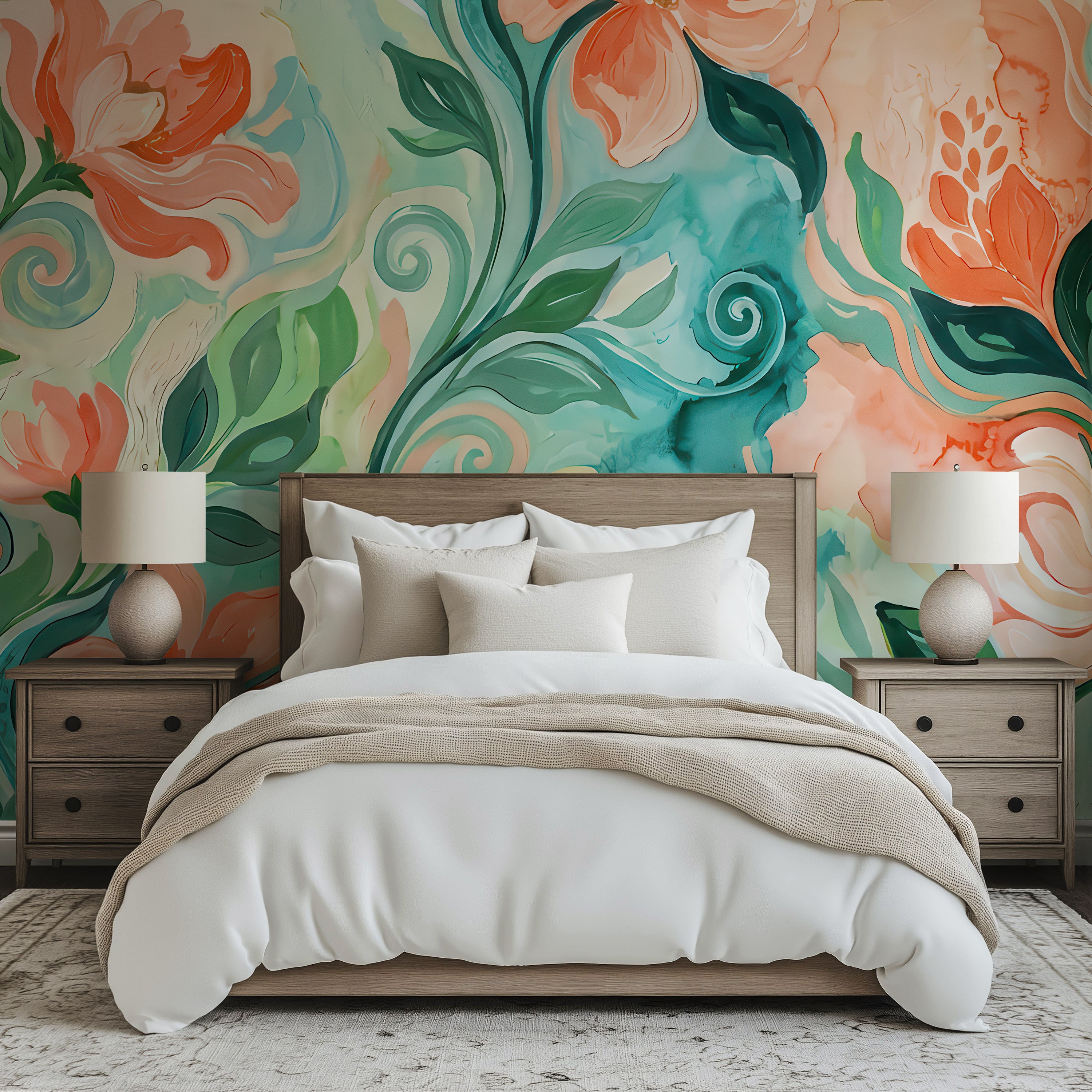 Coral Waltz —  Bold Florals Luxury Wallpaper