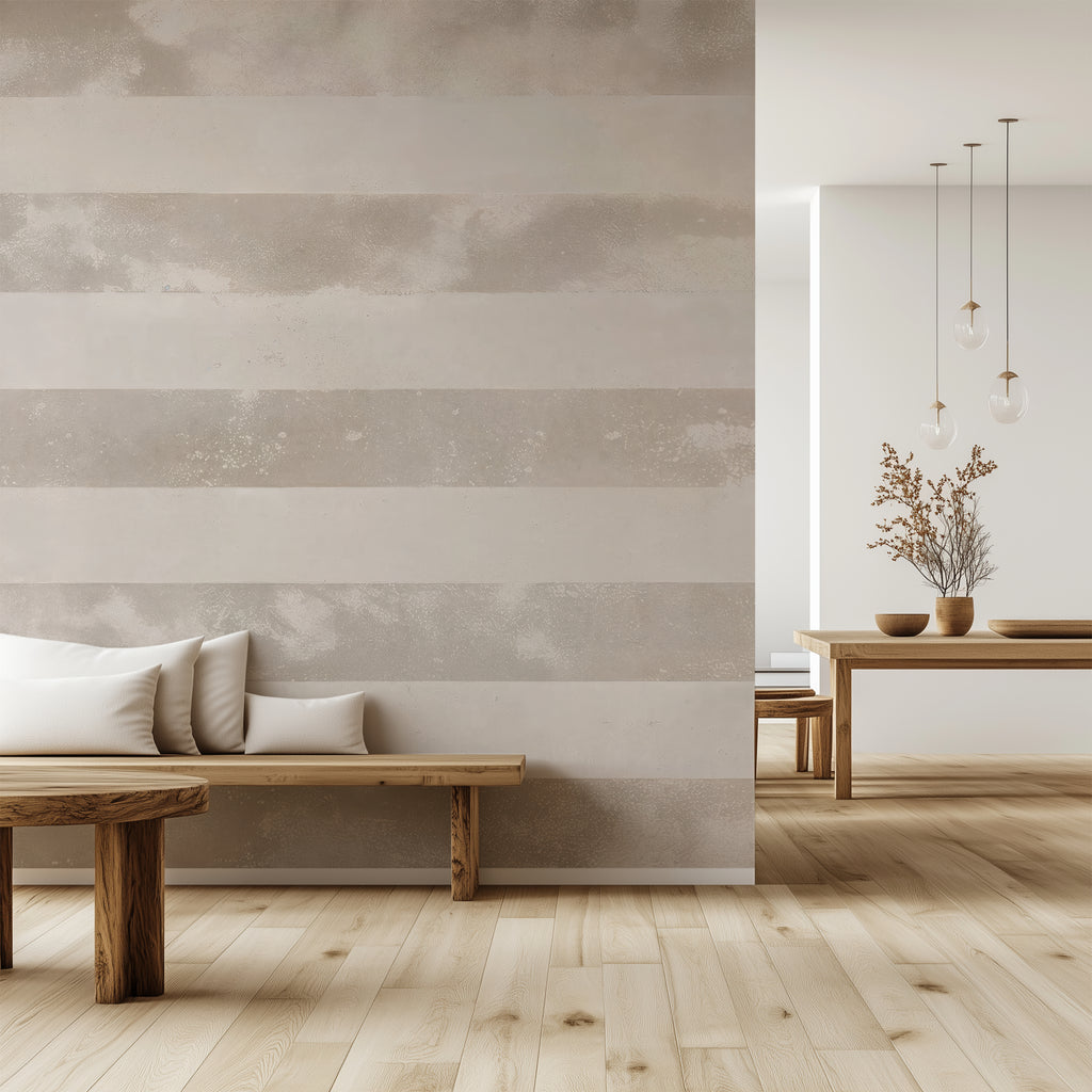 Horizontal Stripes in Toast - Classic Stripes Luxury Wallpaper Mural
