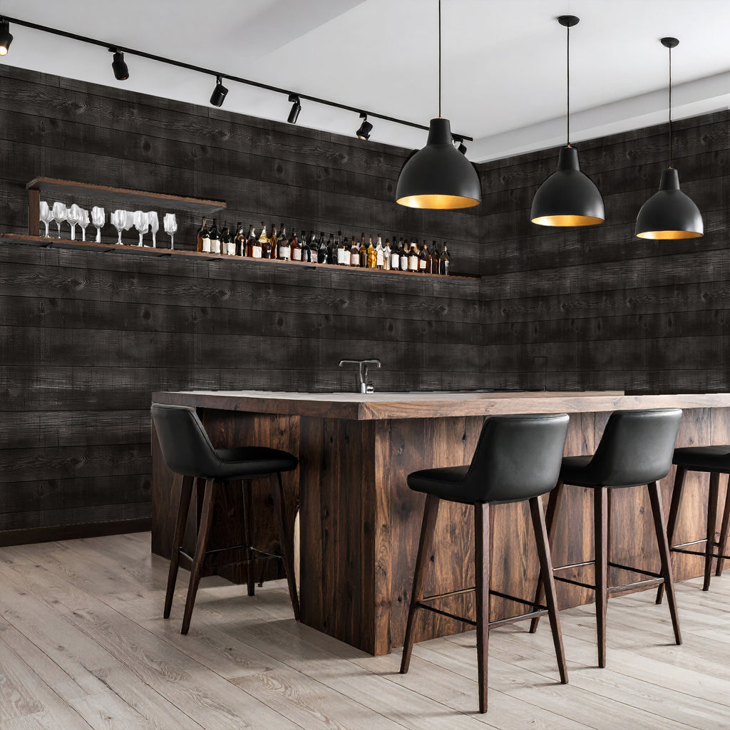 Ebony Plank — Rustic Farmhouse Luxury Wallpaper Mural