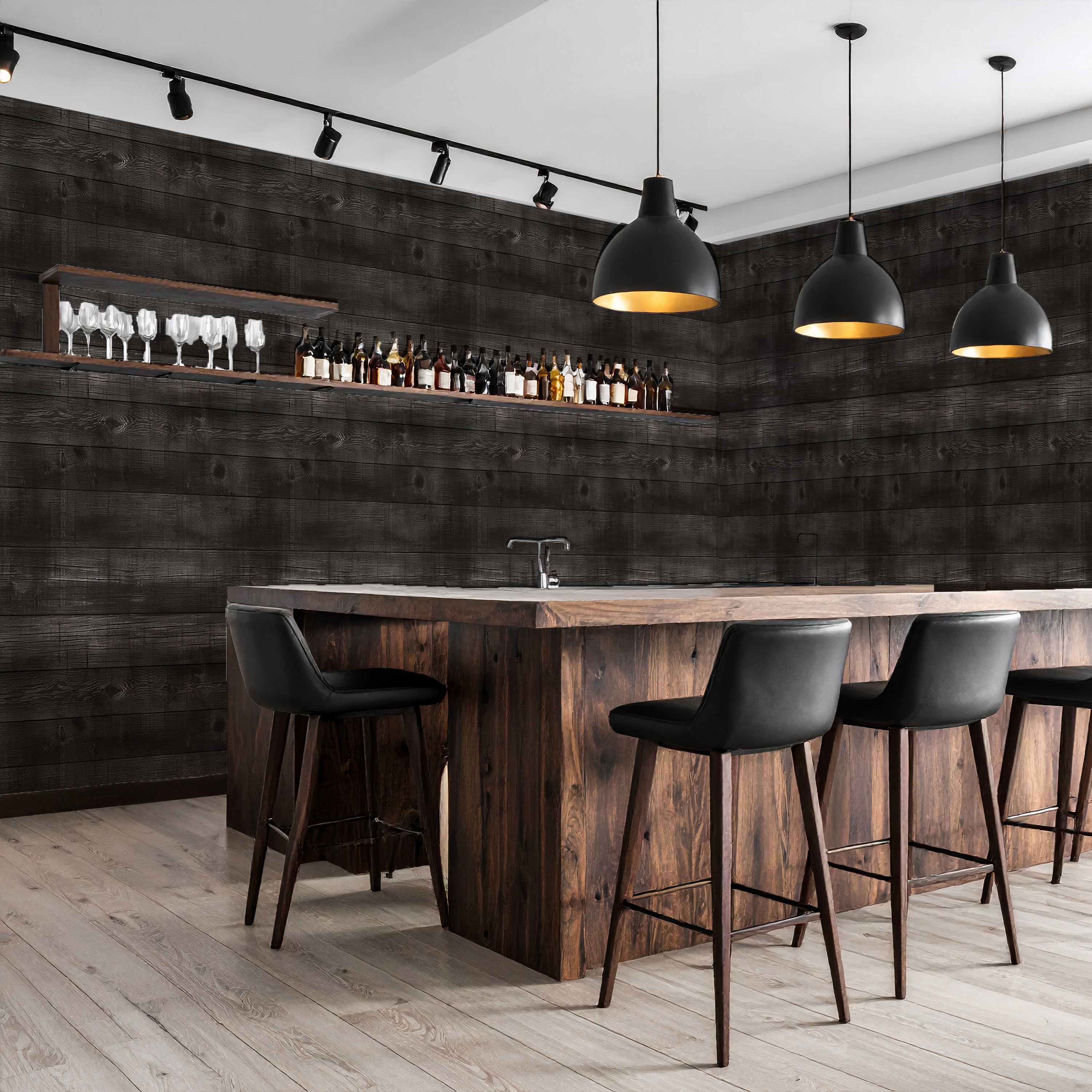 Ebony Plank — Rustic Farmhouse Luxury Wallpaper Mural