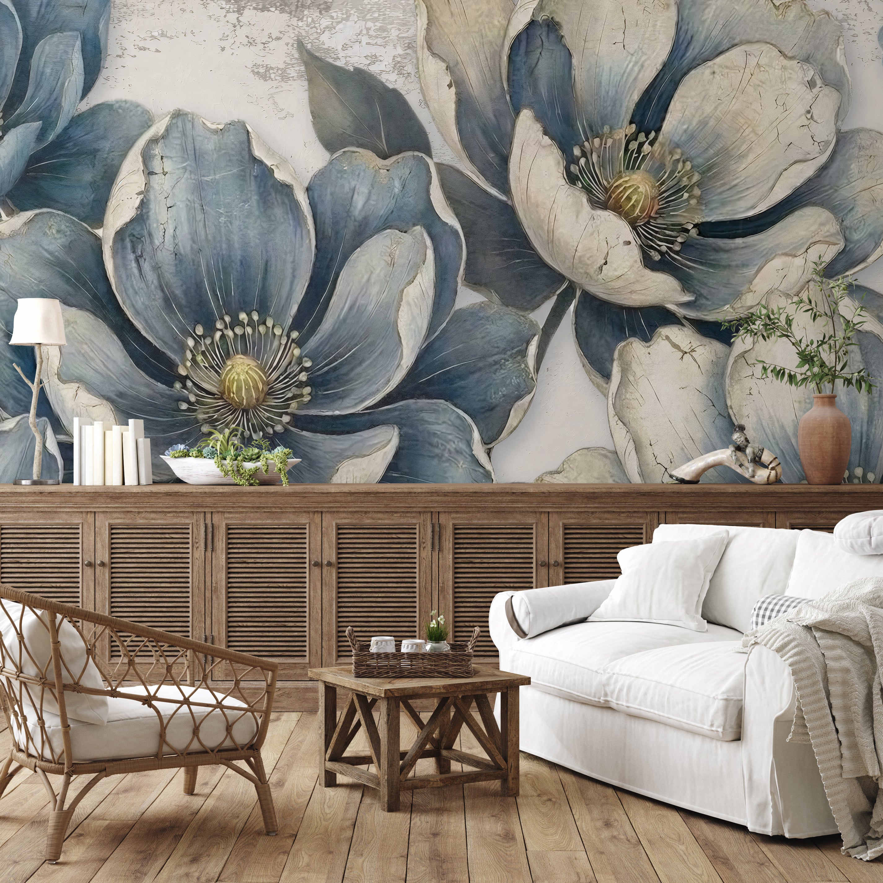 Indigo Bloom — Bold Florals Luxury Wallpaper Mural