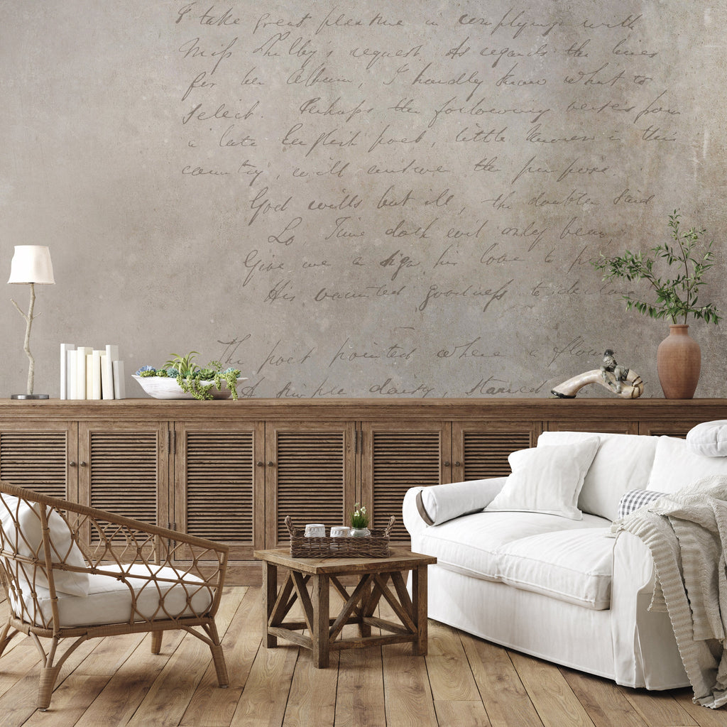 Vintage Handwriting — Rustic Farmhouse Luxury Wallpaper Mural