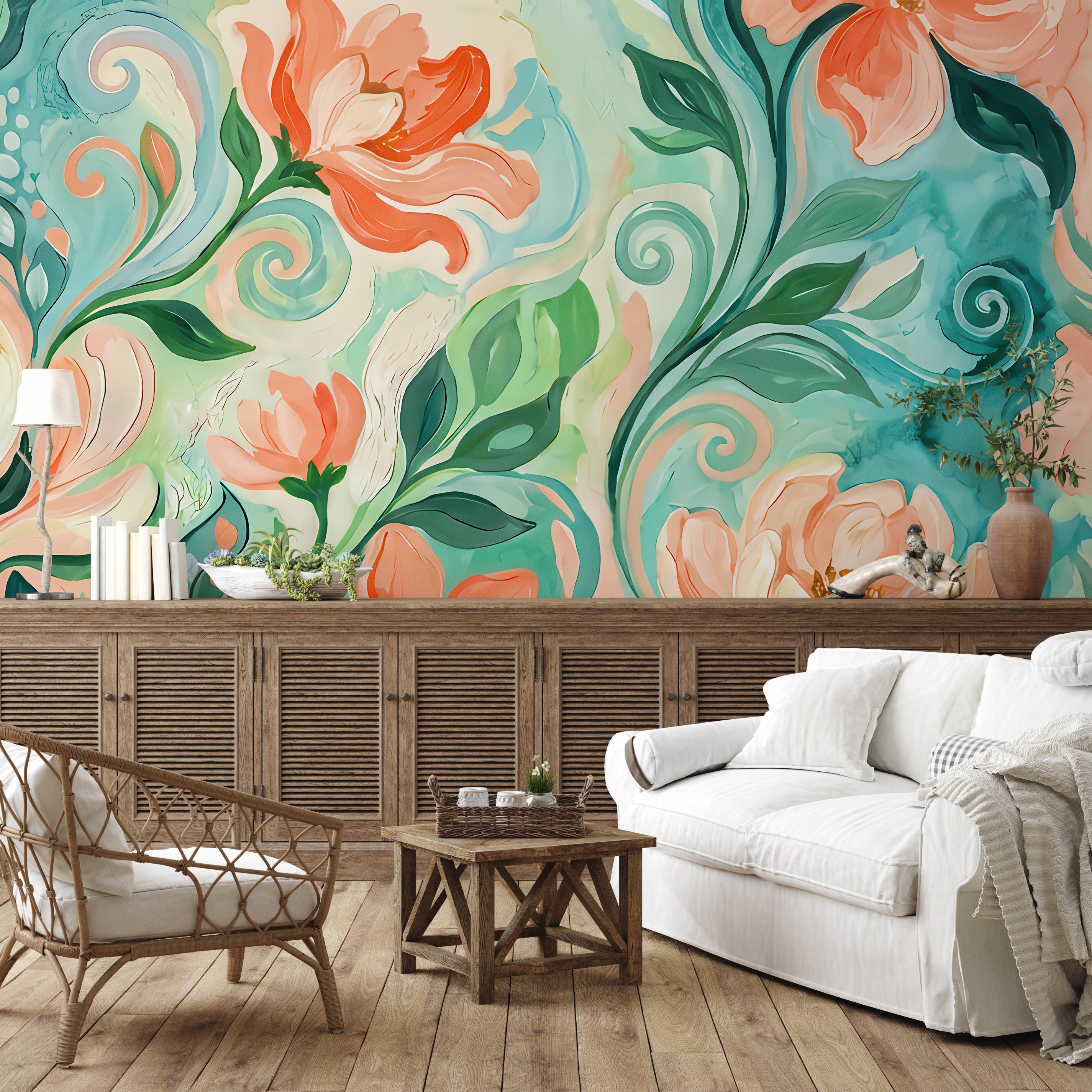 Coral Waltz —  Bold Florals Luxury Wallpaper
